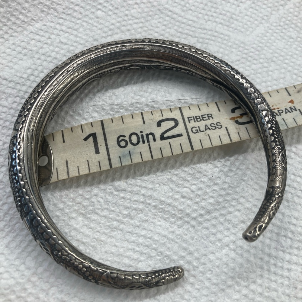 Rolled Embossed Bangle Bracelet Silver Ethnic Boho - image 8
